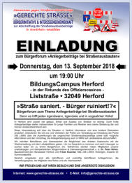 Einladung zum Brgerforum zum Thema Anliegerbeitrge bei Straenausbauten am 13.09.2018