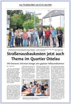 Copyright by Westfalen-Blatt - Ausgabe vom 23./24.06.2018 - Straenausbaukosten jetzt auch Thema im Quartier Ottelau